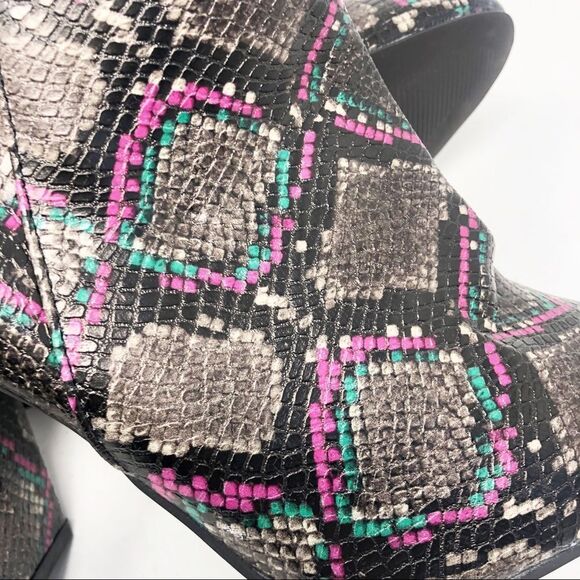 BRECKELLE’S | Snake Animal Print Side Zip Boots Booties Gray Pink Teal Size 7 - Picture 11 of 11